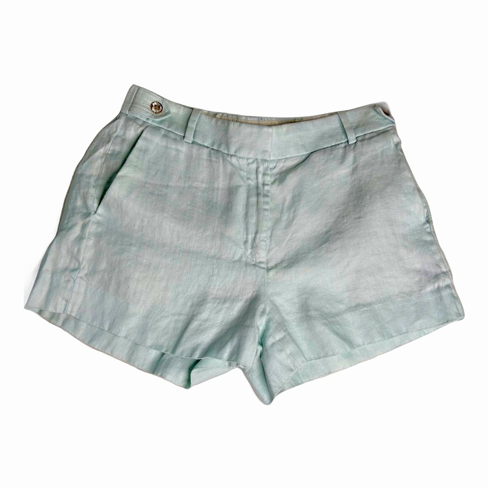 Linen Bermuda Vacation Shorts Mint Green